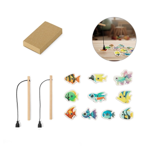 image du produit Jeu de pêche composé de 10 poissons en bois, idéal pour les enfants
