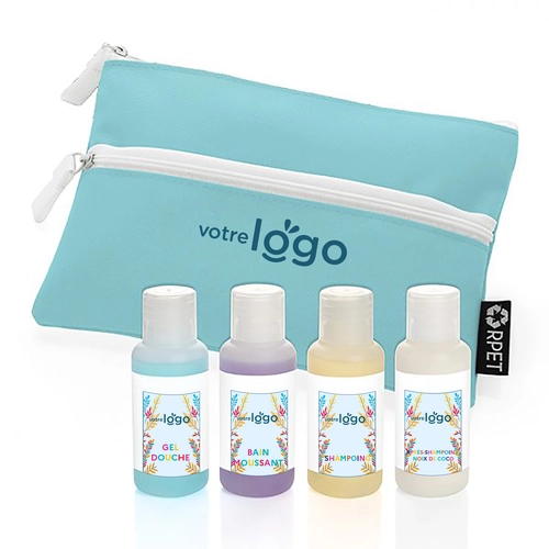 image du produit Kit de voyage personnalisé avec sa pochette personnalisable