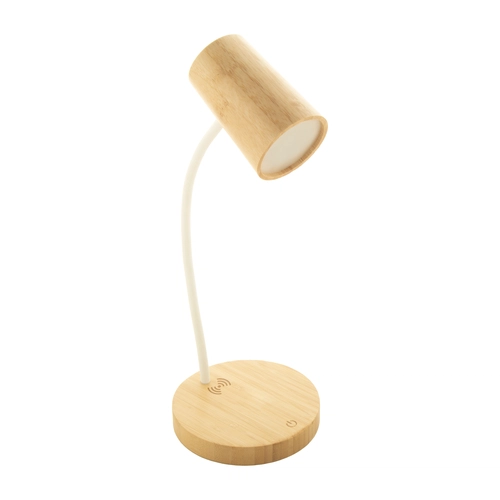 image du produit Lampe de bureau en bambou avec chargeur sans fil 15W