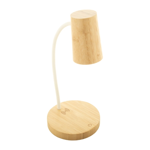 image du produit Lampe de bureau en bambou avec chargeur sans fil 15W