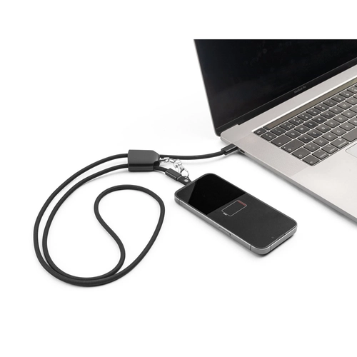 image du produit Lanière avec support pour smartphone inclus, câble USB-C et divers adaptateurs en ABS recyclé et TPE recyclé