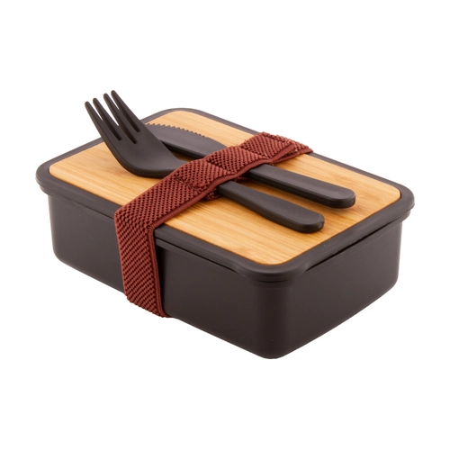 image du produit Lunch box personnalisée en plastique recyclé avec couverts