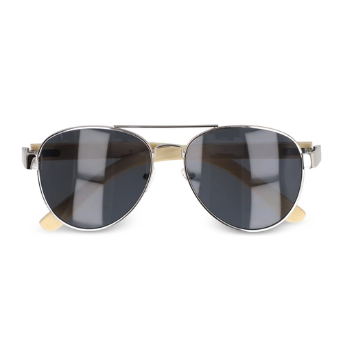 image du produit Lunettes de soleil aviateur avec branches en bambou