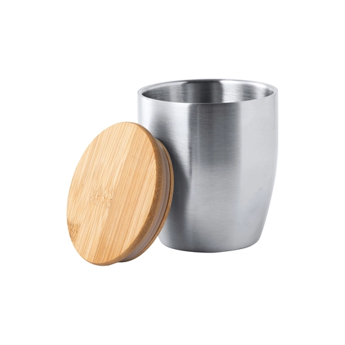 image du produit Mug double paroi en inox avec couvercle bambou - 280ml