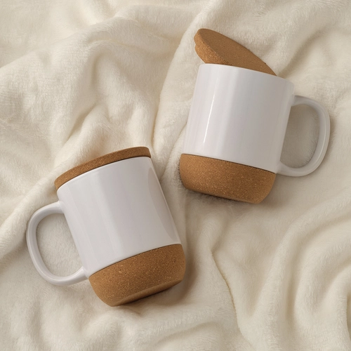 image du produit Mug en céramique 430 ml avec couvercle et dessous en liège