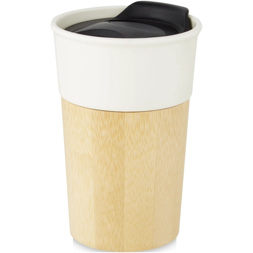 image du produit Mug en porcelaine et bambou 320 ml - Tasse avec couvercle anti fuite