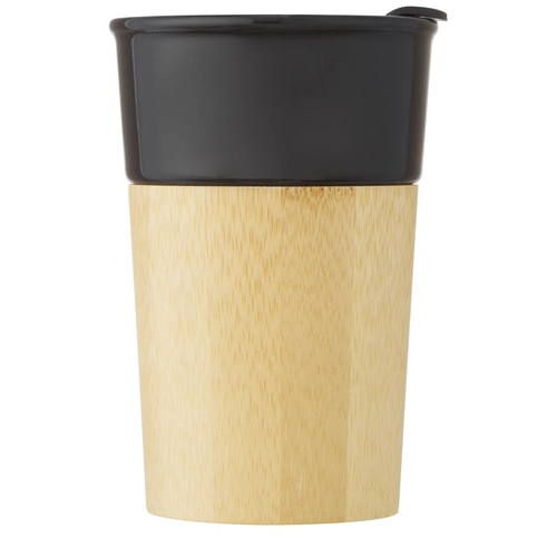 image du produit Mug en porcelaine et bambou 320 ml - Tasse avec couvercle anti fuite