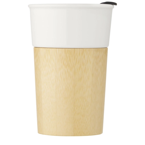 image du produit Mug en porcelaine et bambou 320 ml - Tasse avec couvercle anti fuite