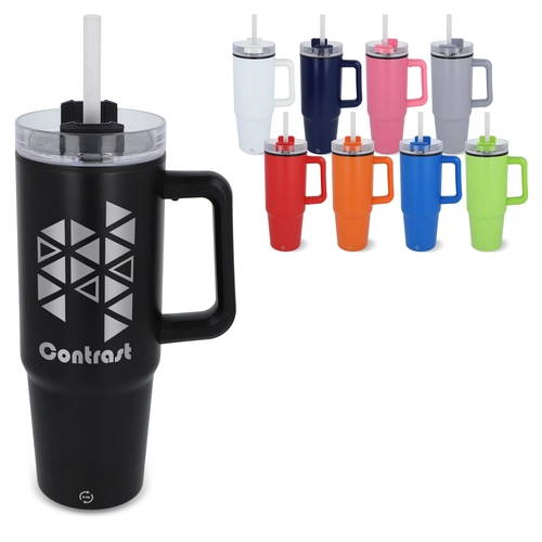 image du produit Mug isotherme avec poignée et paille 800ml