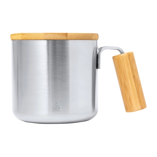 image du produit Mug thermos 330 ml en inox recyclé et couvercle en bambou