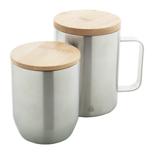 image du produit Mug thermos double paroi 350 ml - en inox recyclé et bambou