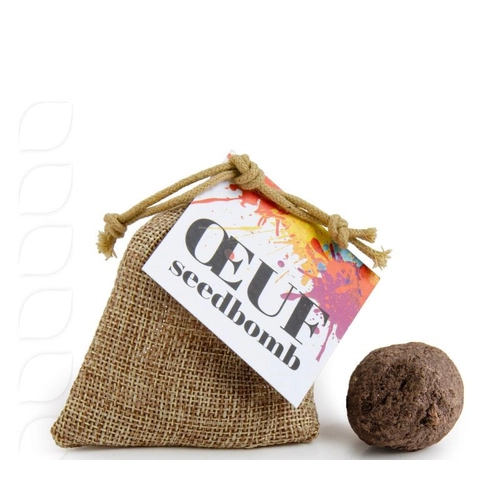 image du produit Pochon en toile de jute avec bombe de graines BIO SEEDBOMB