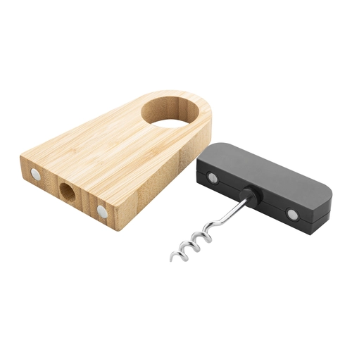 image du produit Porte-bouteille de vin en bambou avec tire-bouchon