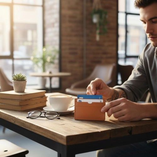 image du produit Porte-cartes cuir régénéré - made in France