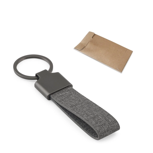 image du produit Porte-clés de forme rectangulaire en métal et pet recyclé (30% recyclé)