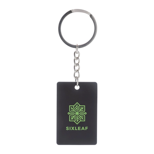 image du produit Porte-clés en acier inoxydable recyclé en forme rectangulaire