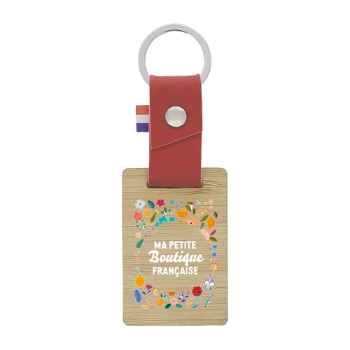 image du produit Porte clés en matière végétale et bambou fabriqué en France - avec drapeau tricolore