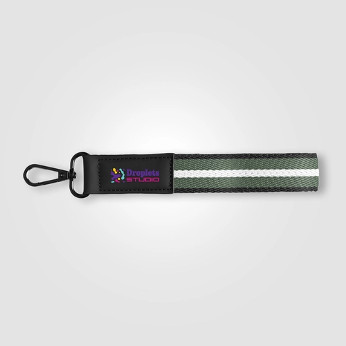 image du produit Porte-clés en rPET tissé motif chevron avec mousqueton à pression