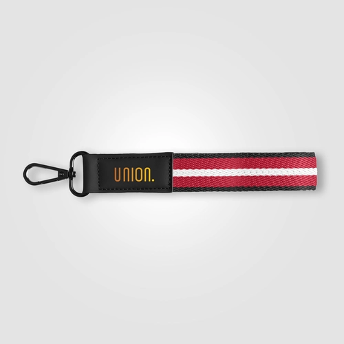 image du produit Porte-clés en rPET tissé motif chevron avec mousqueton à pression