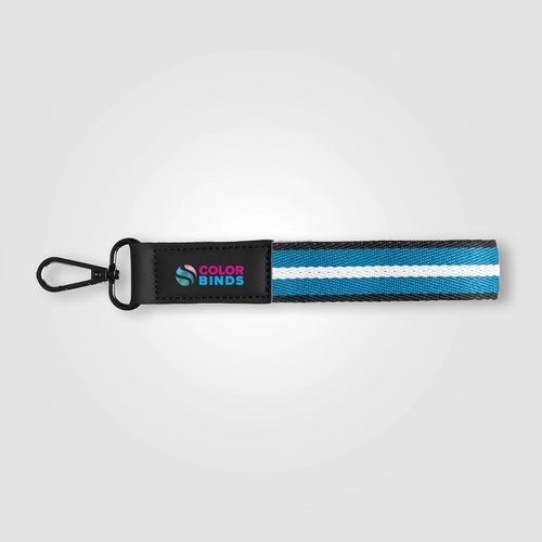 image du produit Porte-clés en rPET tissé motif chevron avec mousqueton à pression