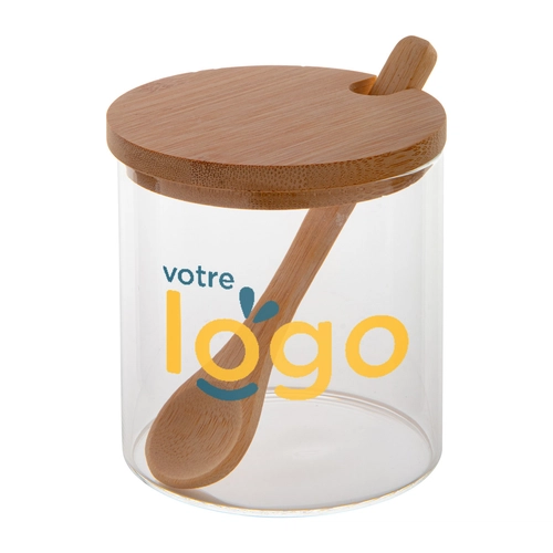 image du produit Pot à épices en verre - couvercle et cuillère bambou