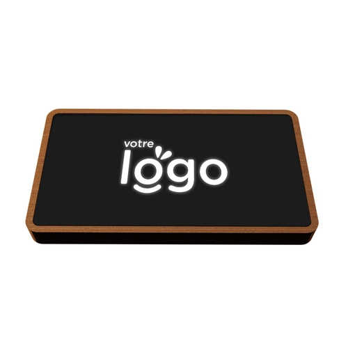 image du produit Powerbank 5000 mAh en bois FSC avec logo lumineux