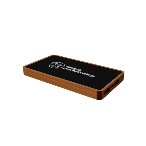 image du produit Powerbank 5000 mAh en bois FSC avec logo lumineux