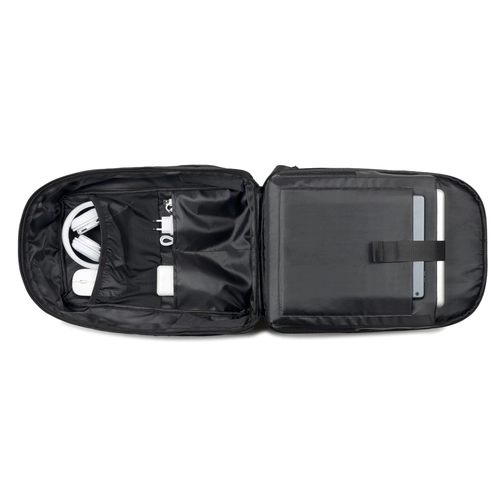 image du produit Sac à dos antivol, en twill avec revêtement hydrofuge et polyester recyclé haute densité 600D, pour ordinateur portable de 17. 3