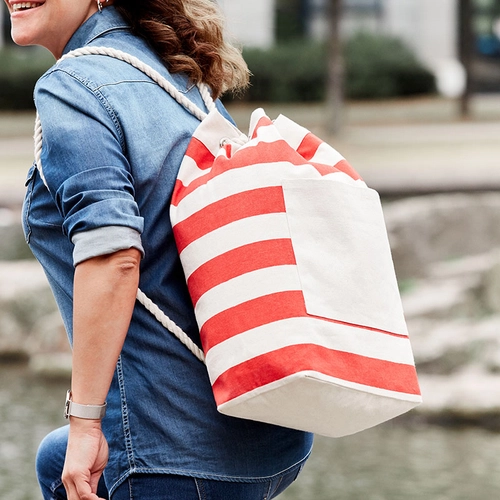 image du produit Sac à dos BEACH en coton style marinière