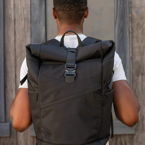 image du produit Sac à dos en RPET avec dos rembourré et sangle de trolley - avec poche cachée