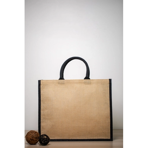 image du produit Sac cabas en jute haute qaulité avec anses en cordon - soufflet intégral de 15cm