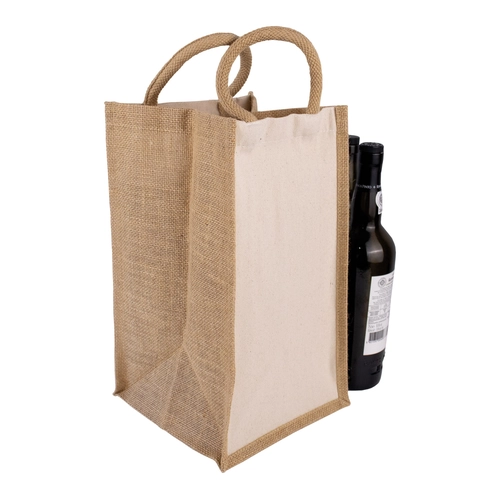 image du produit Sac cabas pour 4 bouteille en jute 100% naturelle