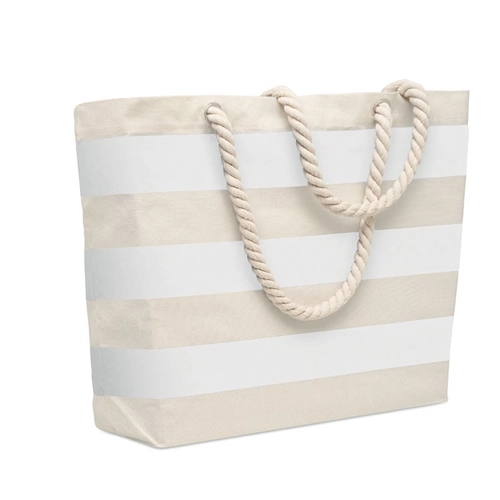 image du produit Sac de plage rayé en coton avec anses corde 220 gr/m2