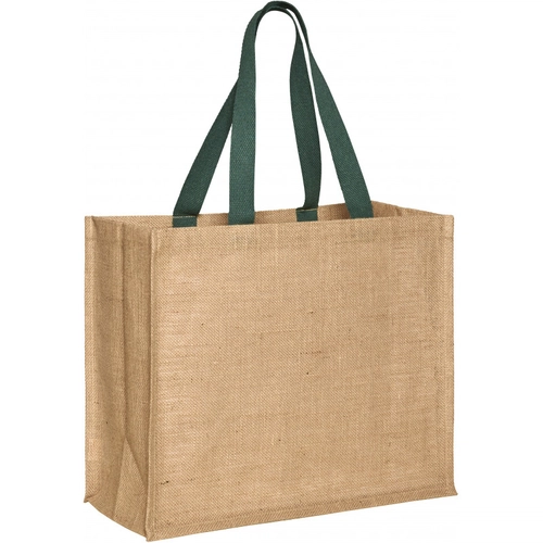 image du produit Sac en jute avec poignées en toile de coton teintée