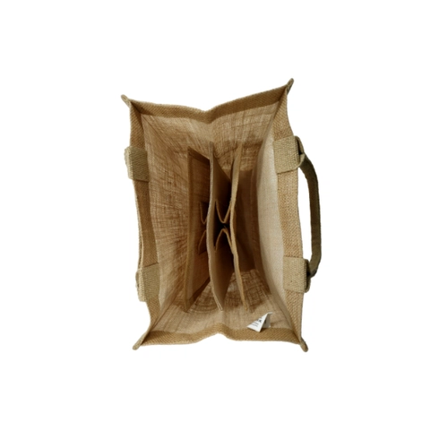 image du produit Sac en toile de jute naturel pour emplacement 6 bouteilles 