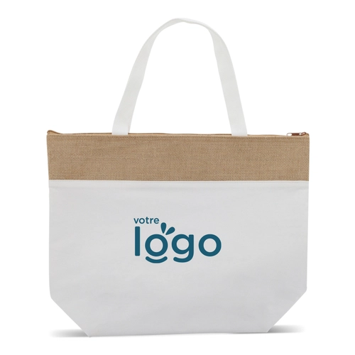 image du produit Sac isotherme de plage en coton et jute - idéal pour le shopping