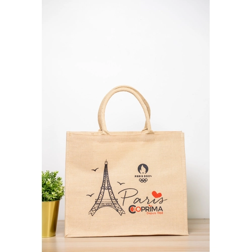 image du produit Sac jute et coton avec soufflet intégral de 18,5 cm - Sac cabas juco recyclable