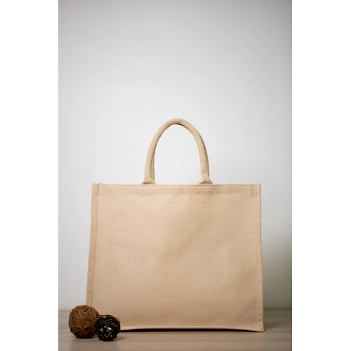 image du produit Sac jute et coton avec soufflet intégral de 18,5 cm - Sac cabas juco recyclable