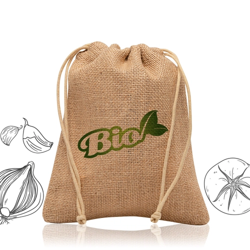 image du produit Sac moyen de jute, avec fermeture en cordon