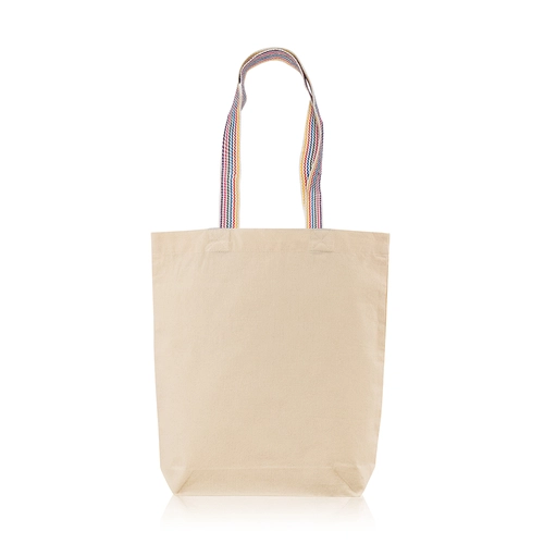 image du produit Sac shopping 100% coton 180g/m2 - avec soufflet et anses colorées