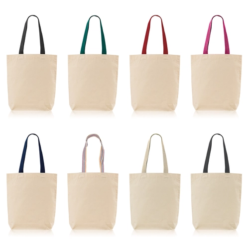 image du produit Sac shopping 100% coton 180g/m2 - avec soufflet et anses colorées