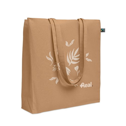 image du produit Sac shopping en coton avec soufflet et longues anses