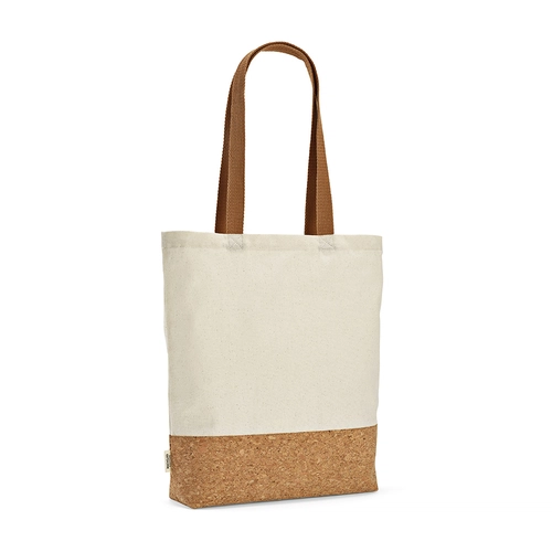 image du produit Sac shopping en coton reyclé et RPET avec fond en liège - Totebag 180g/m2