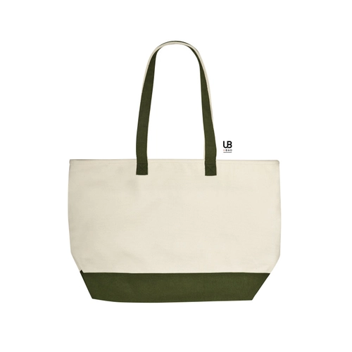 image du produit Sac shopping zippé bicolore 100% canvas coton 630grs