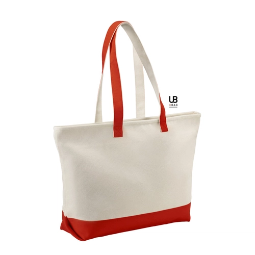 image du produit Sac shopping zippé bicolore 100% canvas coton 630grs