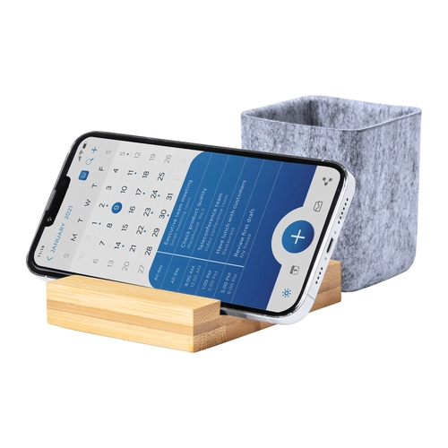 image du produit Set de bureau en bambou et feutre avec support smartphone