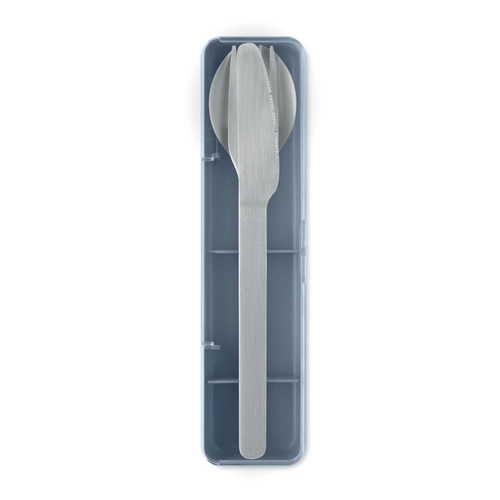 image du produit Set de couverts en acier inoxydable avec étui en PP