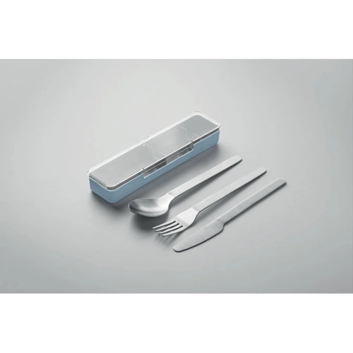 image du produit Set de couverts en acier inoxydable avec étui en PP