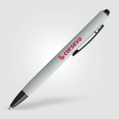 image du produit Stylo à bille en aluminium recyclé - mécanisme à bouton-poussoir et stylet