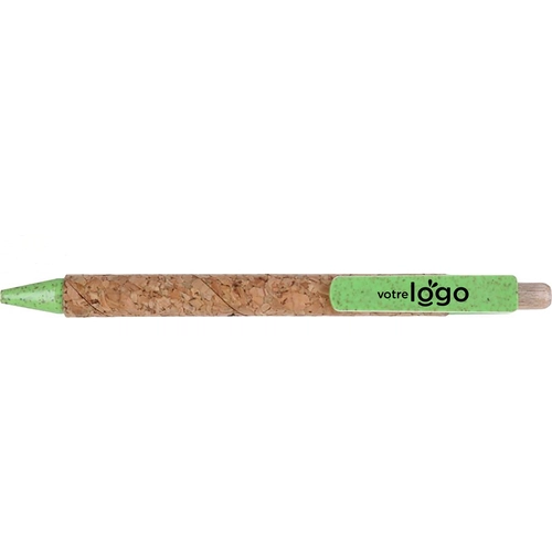 image du produit Stylo à bille en liège et paille de blé personnalisable